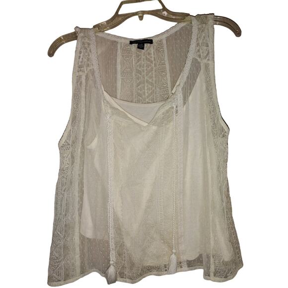 American Eagle Cream Lace Boho top with cami size Large - Picture 1 of 3
